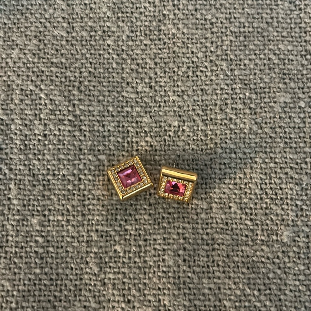 Swarovski crystal rose and gold colored earrings